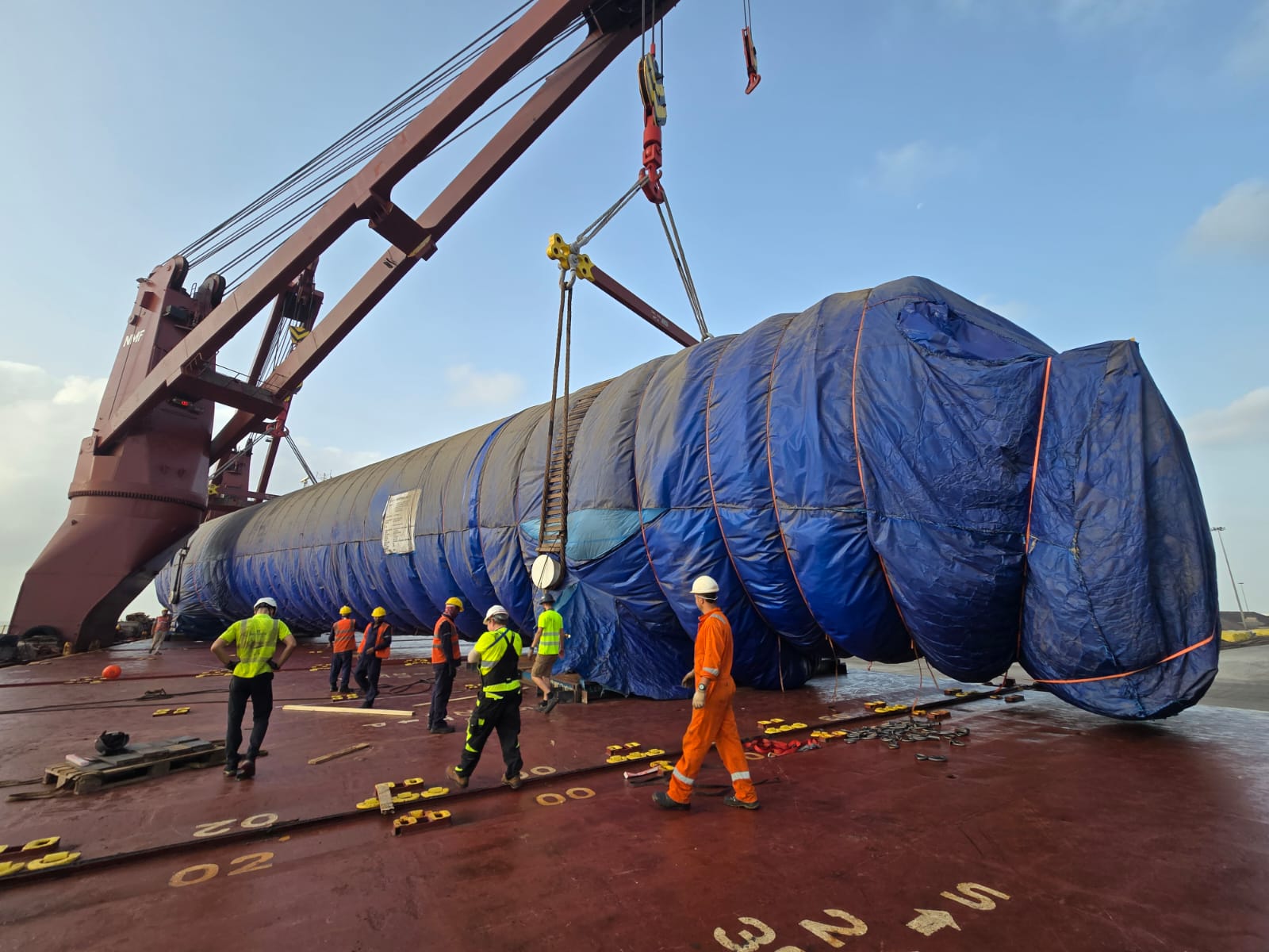 LNG tank loading on ship in India